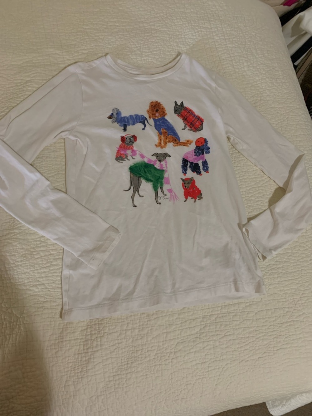 Crewcuts White Long-Sleeve Tee with Colorful Dog Prints